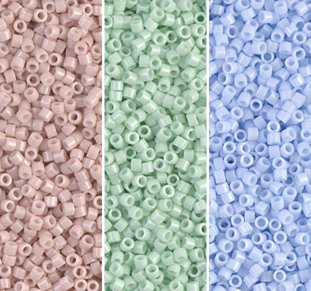 1414 Delica Seed Beads Bundle, 21GM, Size 11/0, Opaque Pink Champagne
